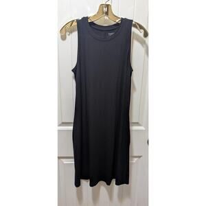 Women's Time And Tru Sleeveless Midi Knit Dress In Black Size S (4-6) Casual